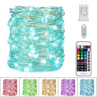 Minetom Color Changing Fairy String Lights - 33 ft 100 LED USB Silver Wire Lights with Remote and Timer, Starry Fairy Light for Bedroom Party Indoor Christmas Decoration, 16 Colors, Adapter Included