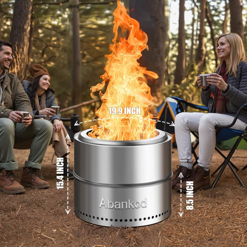 Smokeless Fire Pit - 19.5" Outdoor Fire Pit Removable Ash Pan,Smokeless Firepit for Camping, Picnic,Backyard Patio, Bonfires, and Outdoor with Carry Bag for Easy Use