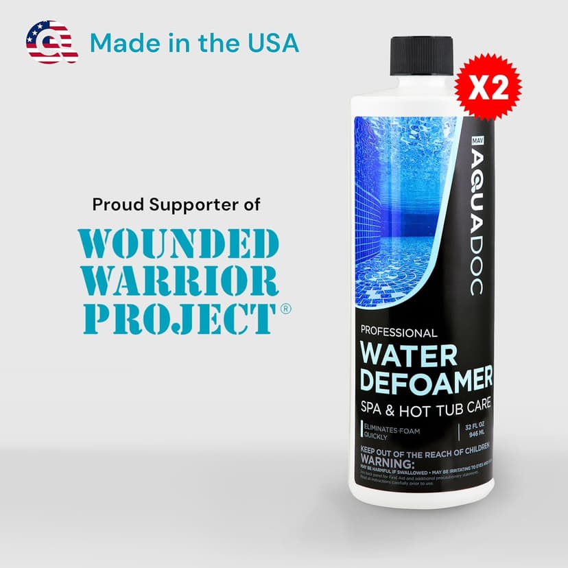 Hot Tub Defoamer - Spa Defoamer for Hot Tub Owners 32oz (2 Pack), Spa Anti Foam to Keep Foam Down, Hot Tub Chemicals Made in USA - AquaDoc