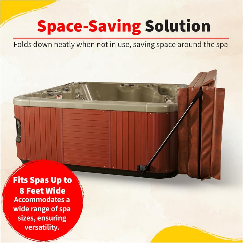 HEATWAVE Low Mount Spa Cover Lift – Compatible with Rectangular/Square Spas up to 8 ft Wide – Easy to Use Hot Tub Cover Lifter with Durable Power Coated Steel & Adjustable Spacers - Black