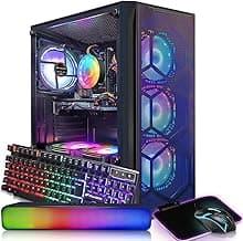 STGAubron Gaming Desktop PC Computer, Intel Core I7 3.4 GHz up to 3.9 GHz, Radeon RX 580 8G GDDR5, 16G RAM, 512G SSD, WiFi, Bluetooth 5.0, RGB Fanx6, RGB Mouse Pad, RGB BT Sound Bar, Windows 10 Home