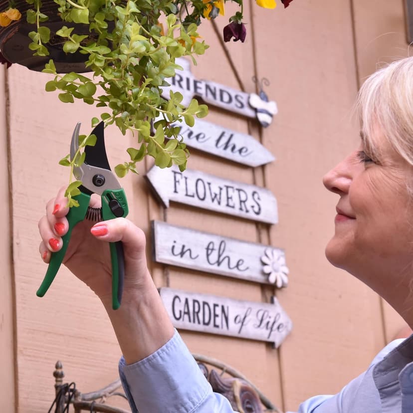 8 Inch Garden Pruner with a SK5 Carbon Steel, Non-stick, Rust Resistant Blade. Adjustable for Small and Large Hands