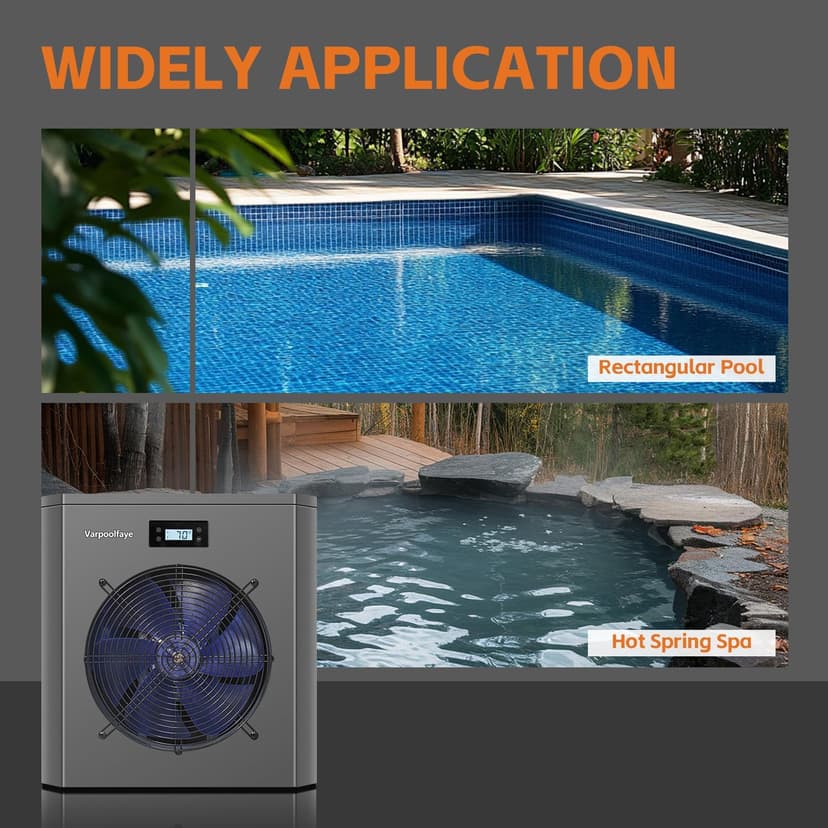 Electric Pool Heater Pump 5000 Gallon 120v Pool Heaters for Above Ground Pools 16000 BTU Swimming Pool Heat Pump WiFi Control Heat Or Cool Spa Heater Pump