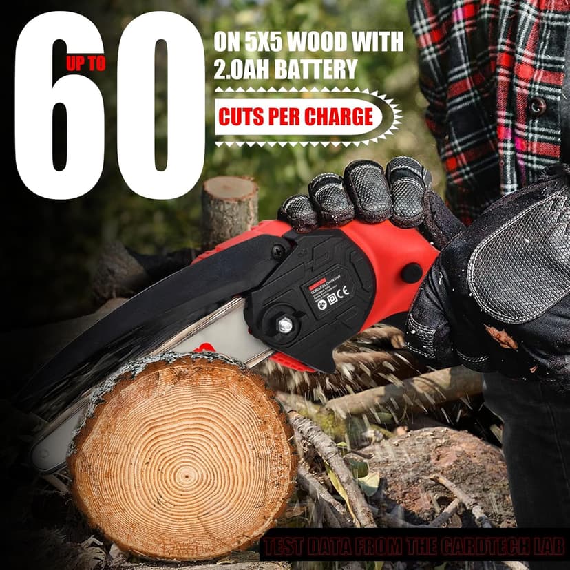 BEST Mini Chainsaw 6 Inch, Gardtech Cordless Portable Electric Chain Saw Handheld Electric Chainsaws with 2023 Upgraded 4 Chains 2 Batteries Good for Olders, DIYer, Gardeners Continuously 2 Hours Work