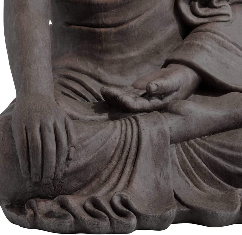 John Timberland Large Tall Sitting Buddha Statue Sculpture Zen Asian Japanese Garden Decor Indoor Outdoor Front Porch Patio Yard Outside Home Balcony House Lawn Stone Gray Finish Resin 42" High