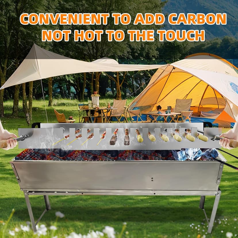 Stainless Steel Electric Barbecue Grill, Automatic Rotating Barbecue Grill, Adjustable Width Barbecue Grill for BBQ (G700)
