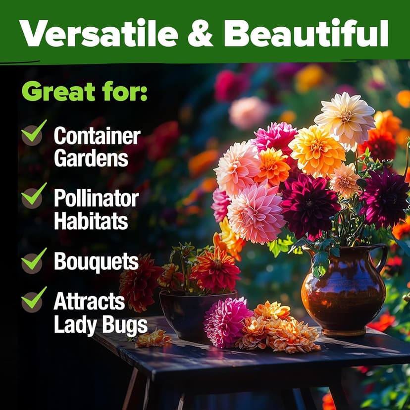 HOME GROWN Zinnia Dahlia Seeds Pack for 2025 – 524 𝗡𝗢𝗡-𝗚𝗠𝗢 𝗨𝗦𝗔 Flower Seeds | Vibrant Zinnia Elegans for Pollinator Gardens, Borders & Containers | Easy-to-Grow Outdoor Blooms