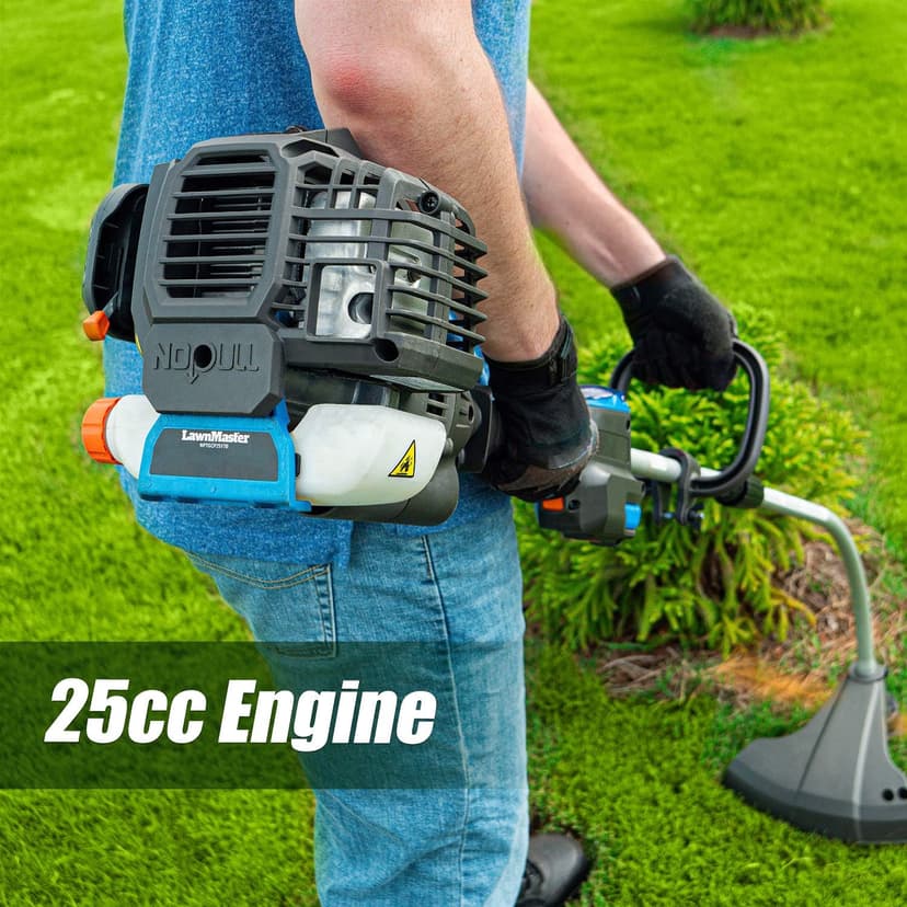 LawnMaster NPTGCP2517B No-Pull Gas String Trimmer with Electric Start 25cc 2 Cycle,17-Inch