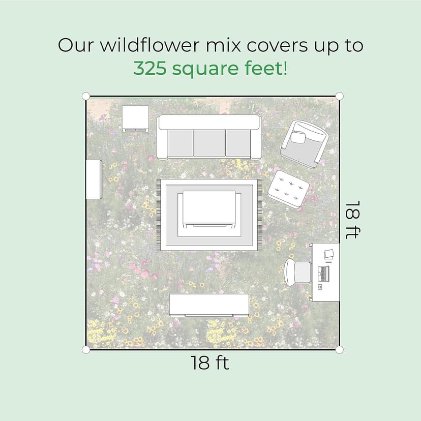 Drought Tolerant Wildflower Seed Mix, Covers 325 Sq Ft, 15 Flower Varieties, Over 67,000 Seeds, Created By Nature
