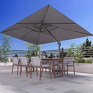 10' X 13' Outdoor Patio Umbrella Large Rectangle Cantilever Umbrella Heavy Duty 360°Rotation Offset Umbrella for Garden Deck Pool Patio,Grey