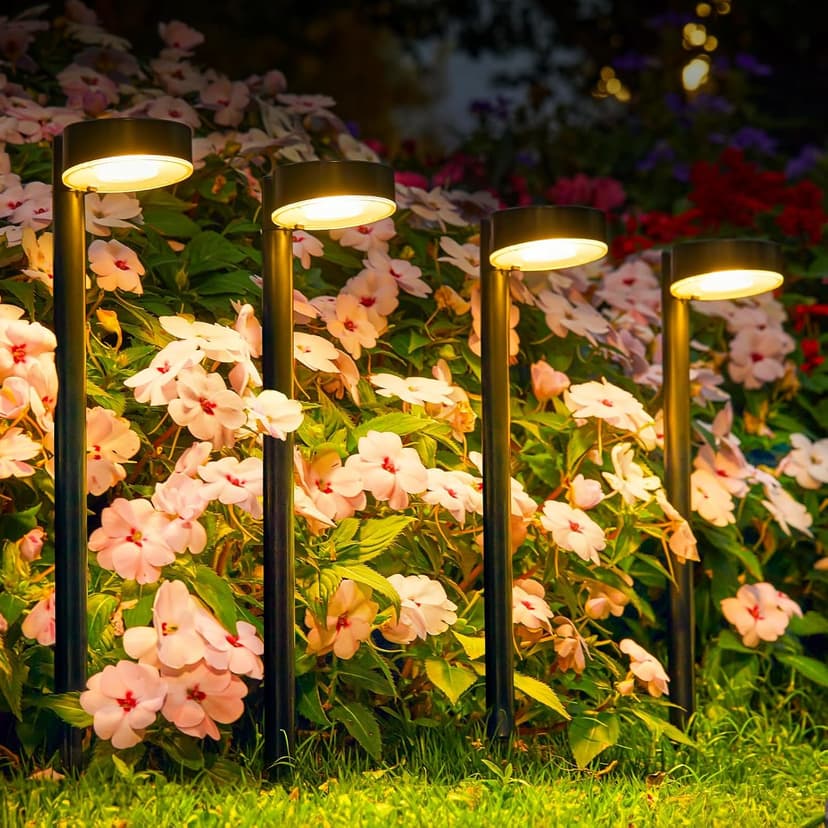 8 Pack Solar Pathway Lights - Modern Waterproof 12 LED Outdoor Solar Lights for Yard, Up to 12 Hrs