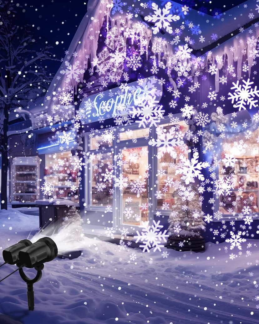 Christmas Projector Lights Outdoor, Clearer Snowflake Projector Lights IP65 Waterproof, LED Rotating Snowfall Decor Lamp for Xmas Holiday Wedding Indoor Party New Year Garden Decorations
