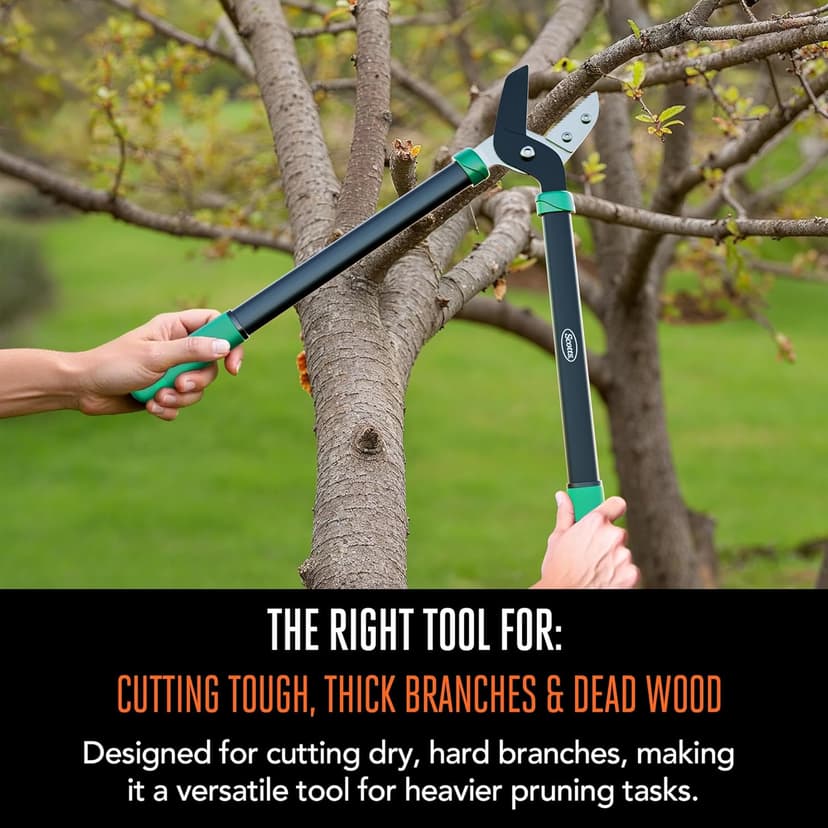 Scotts 21 in. Anvil Lopper – Heavy-Duty Branch Cutter with Teflon-Coated Carbon Steel Blade, 1.5 in. Cutting Capacity, and Comfort Grip Handles, for Dry, Hard, Thick Branches