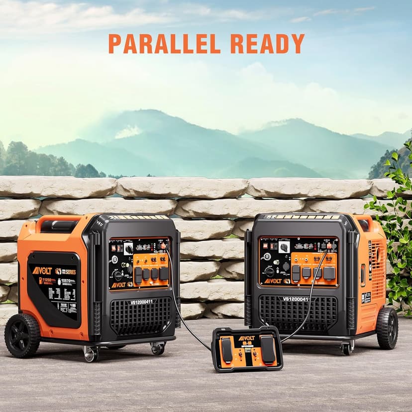 AIVOLT 11250 Wattages Dual Fuel Portable Inverter Generator Super Quiet Gas Propane Powered Remote/Electric Start Outdoor Generator ATS Ready for Home Back Up Food Truck, 50 State Approved