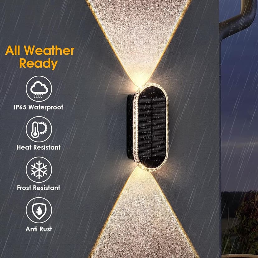 Solar Fence Lights Outdoor - 3000/4000/6000K 3 Modes,Up & Down Lighting IP65 Waterproof Fence Lights Solar Powered, Solar Wall Lights Outdoor for Backyard/Garden/Patio/Garage and Wall decor (8 pack)