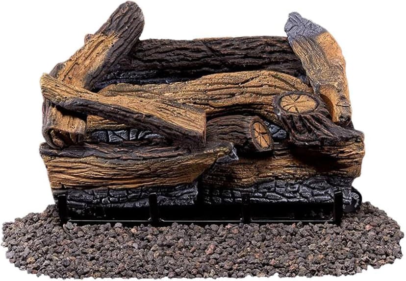 Duluth Forge Split Red Oak Ventless Log Set – 18 Inch, 30,000 BTU, Dual Fuel (Propane/Natural Gas), Remote Control, Realistic Fireplace Insert