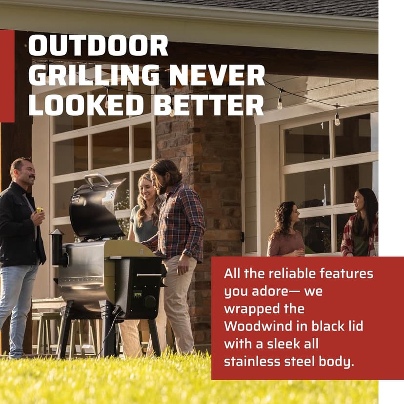 Camp Chef Woodwind 36 Pellet Grill - Stainless Steel Barbecue Grill with WiFi Connectivity - Compatible with Sidekick Barbecue Accessories - 1236 sq in Total Rack Area