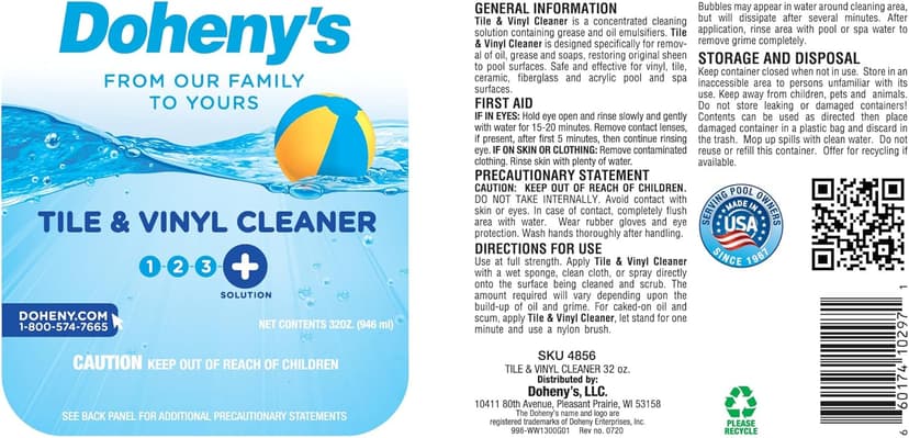 Doheny's Pool Tile Cleaner & Vinyl Cleaner | 100% Professional-Grade | Quickly Removes Any Grime Or