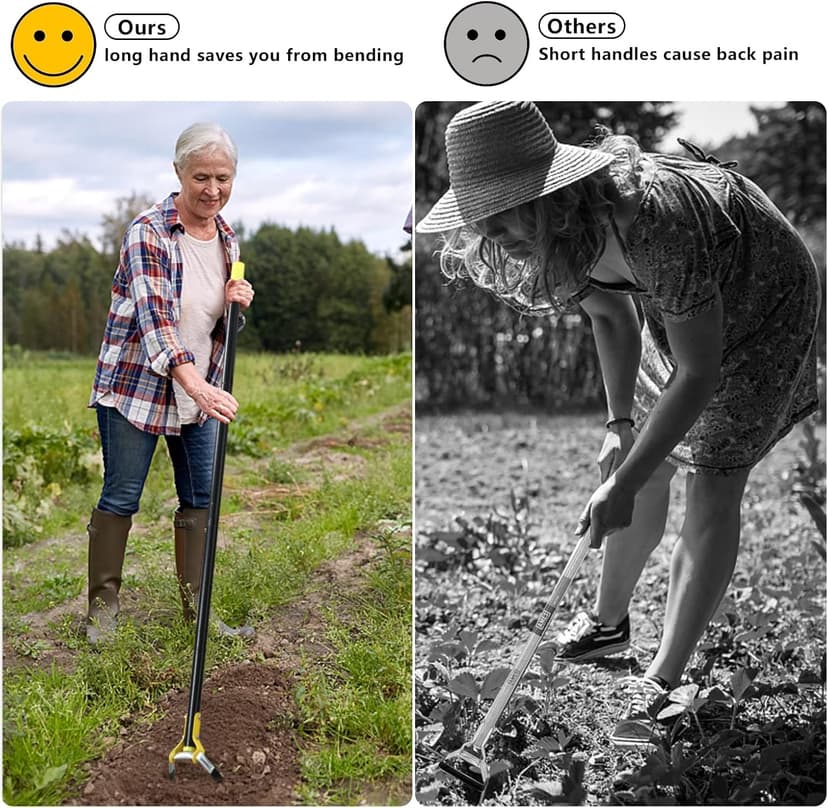 BsBsBest Scuffle Hoe Garden Tool, Stirrup Loop Hoe with 54 Inch Adjustable Long Hand, Great for Weeds in Backyard,Vegetable Garden