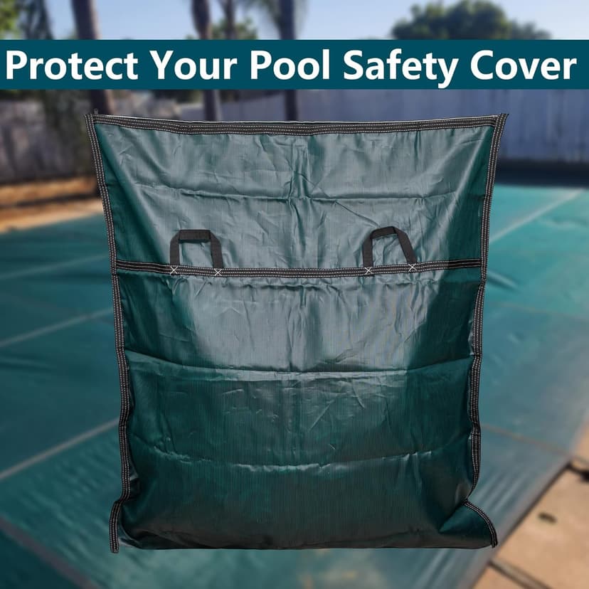 Adnee Pool Safety Cover Stowaway Bag with 4 Carry Handles,48x57 Inch Waterproof Pool Cover Storage Bag, Pool Cover Stowaway Bags for Pool Covers Packing