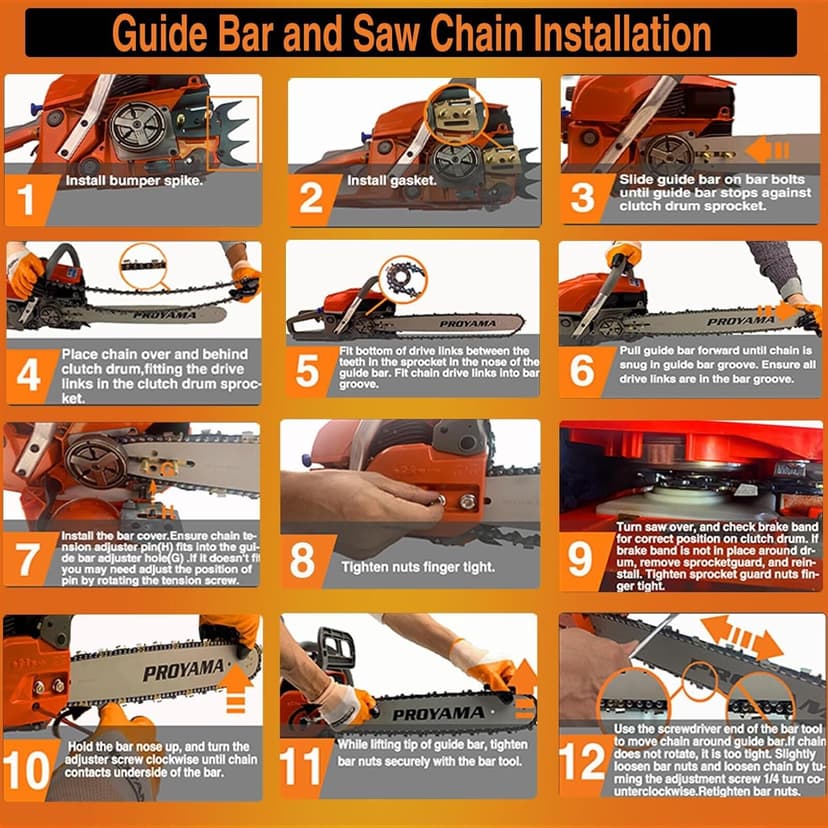 PROYAMA 62CC 2-Cycle Gas Powered Chainsaw, 22 Inch 18 Inch Handheld Cordless Petrol Chain Saw for Tree Wood Cutting