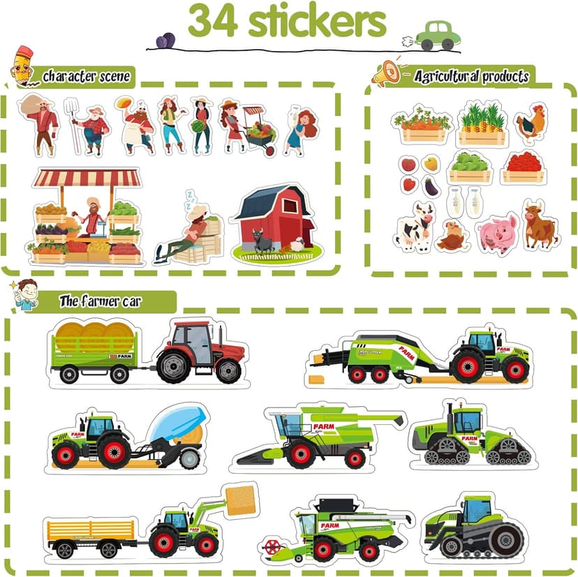 Oriate Kids Farm Toys Realistic Tractor Vehicle Playset, Diecast Car Set Educational Mini Farm Animals with Flatbed Trailer, Birthday Gift for Children 3 Year Old