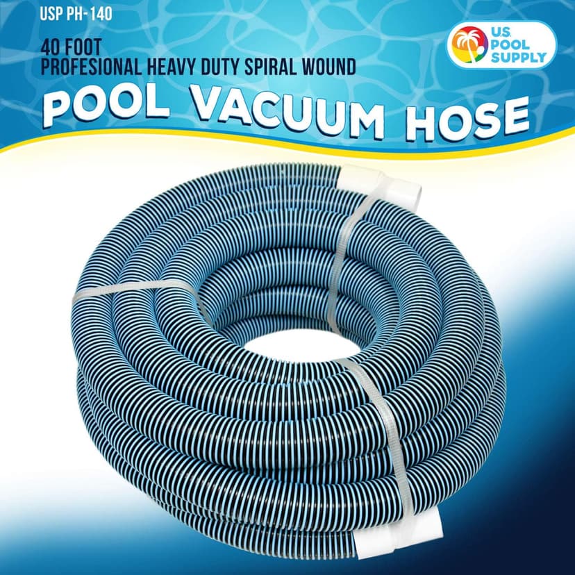 U.S. Pool Supply Pool Vacuum Hose - 1-1/2" x 40' Professional Heavy Duty Pool Hose for Inground, Spiral Wound with Kink-Free Swivel Cuff - Connect to Vacuum Heads, Skimmer, Cleaner, Filter Pump Inlet