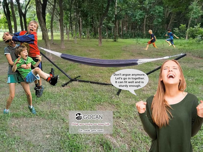 Hammock Outdoor 2 People 220x150cm Total Length 330cm Load 300kg Canvas Cotton Hammock for Garden Indoor Children Balcony Dark Gray XXL