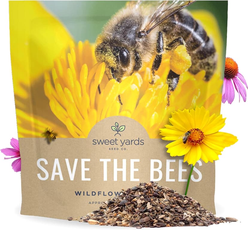 Bee Friendly Wildflower Seed Mix - Bulk 1 Ounce Packet - Over 7,500 Open Pollinated Seeds - Save The Bees!