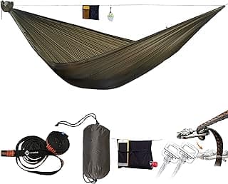 Onewind Camping Hammock, Ultralight Portable Hammock with Adjustable Ridgeline, Outdoor Hammock 20D Ripstop Nylon with 2 * 12Ft Tree Strap, Ideal for Camping, Hiking, Backpacking