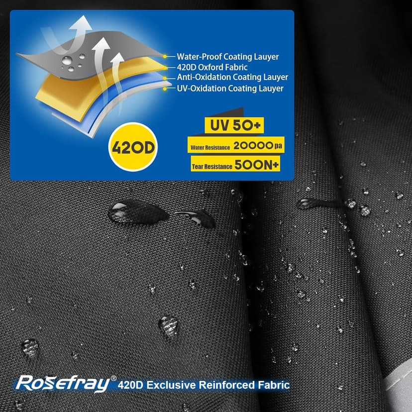 Rosefray Riding Lawn Mower Cover, Waterproof 420D Marine Grade Fabric Universal Fit for John Deere,Cub Cadet,Craftsman,etc.Decks Up to54",UV,Dust,Snow for Outdoor.72''L*54''W*46''H Gray