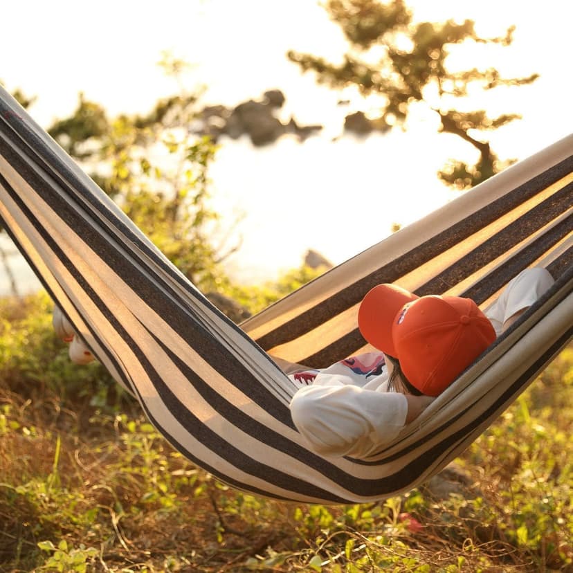 INNO STAGE Double Hammock - 2 Persons Portable Hanging Camping Bed, Blue, 118.3"L x 63"W, 350Lbs Capacity, Polyester, Supports Up to 350 lbs