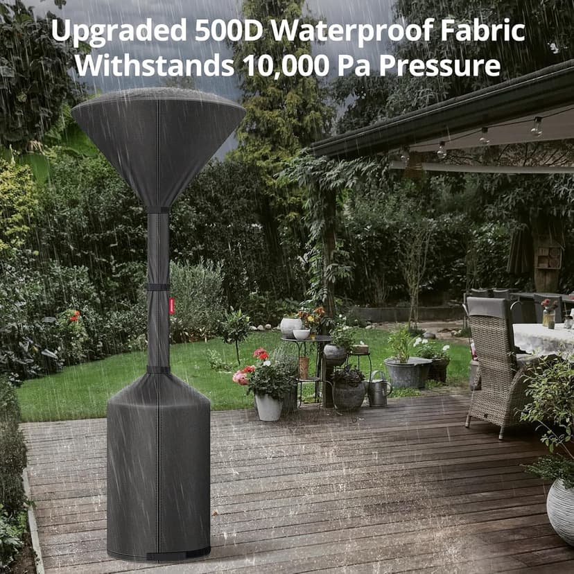 QH.HOME [2025 Upgraded Tear-Resistant Fabric] Patio Heater Covers, with Exclusive Windproof Design and Robust YKK Zippers, Resistant to all Types of Weather, 89"H x 33"D x 19"W, Black