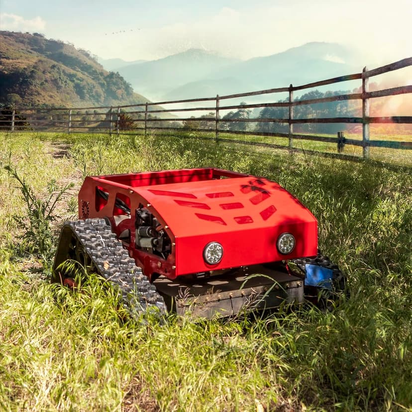Lawn Mower, Remote Control Lawn Mower, Small Crawler Oil-Electric Hybrid Four-Wheel Drive Lawn Mowing and Weed Whacker, All Terrain Grass Cutter Yard Mower, 45° Climbing (SKD-224-55)