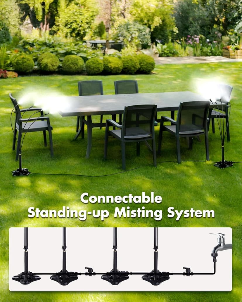 Rafow Standing Misters for Outside Patio Portable Misting System for Cooling Outdoor 26.5 Ft Stand Mist Line Water Sprinklers Patio Mister for Garden Backyard BBQ Party Pool Beach