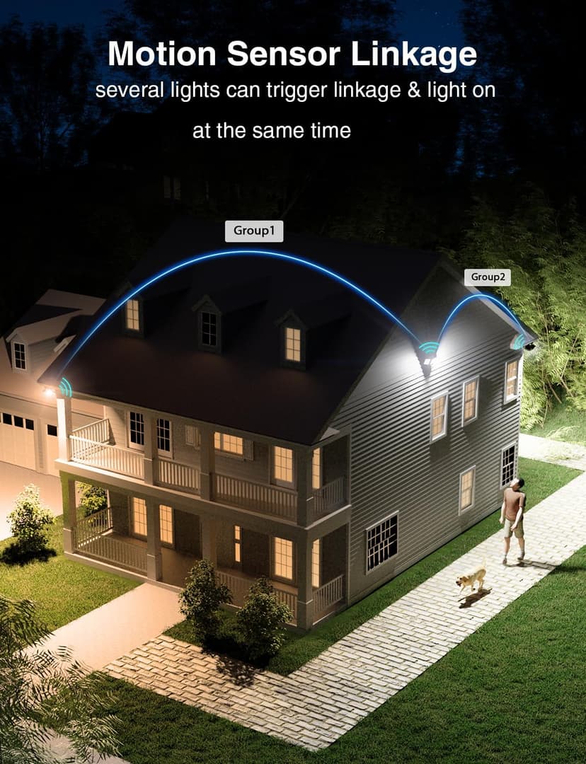 Onforu 100W Smart LED Security Lights Motion Sensor Outdoor 9000LM, 2500K-6500K, WiFi Alexa Flood Light APP Control, Motion Detector with Adjustable 3 Head, IP65 Wall Light for Yard (Black)