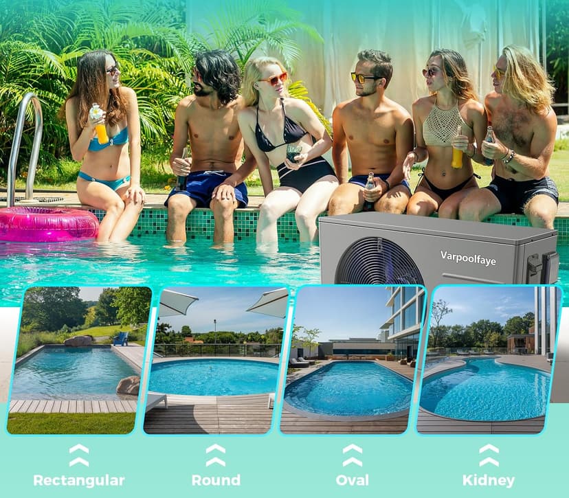 30000 BTU Swimming Pool Heater Pump Pool Heater For Above Ground Pool 120V 8000 Gallon Inground Pool Heater Spa Heating or Cooling WiFi Control Schedule