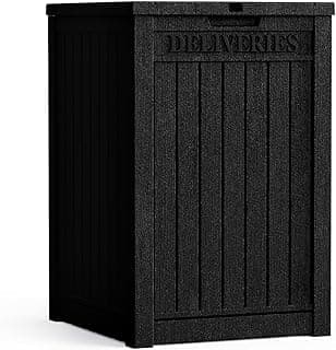 55 Gallon Lockable Resin Deck Box, Waterproof Outdoor Storage Box for Patio Furniture, Garden Tools, Pool Accessories, UV-Resistant Outside Delivery Box, Black