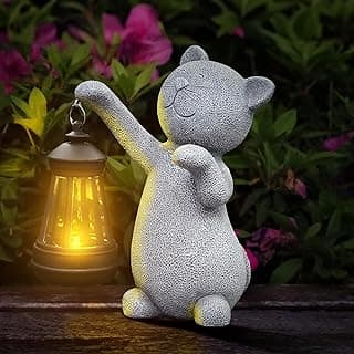 RICHIE Womens Gifts Statues for Garden Decor，Solar Cat Outdoor Statues Outside Decor for Yard Art Lawn Ornaments Porch Patio Balcony Hoe House - Birthday for Grandma Mom Women