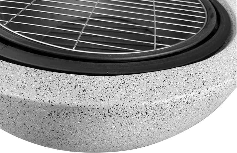 Teamson Home Round Steel Outdoor Fire Pit Outside Wood Burning Firepit Bonfire with Spark Screen, Firebowl, Poker, Stainless Steel Rack, Charcoal Grill for Patio Garden Backyard BBQ, 24 Inch, Gray