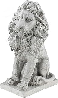 Lion Resin Garden Statue | Outdoor Indoor Figurine Gift Decoration for Home Décor, Patio, Yard, and Garden