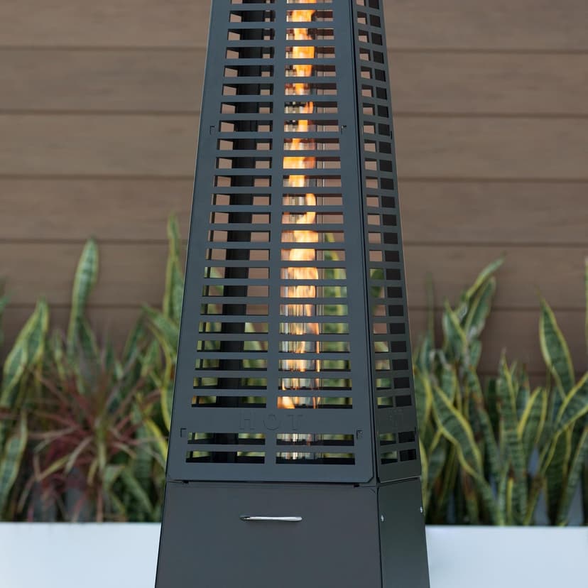 Fire Sense 66991 Pyramid Flame Patio Heater 40,000 BTU Outdoor Propane Heater Tower with Wheels - Black