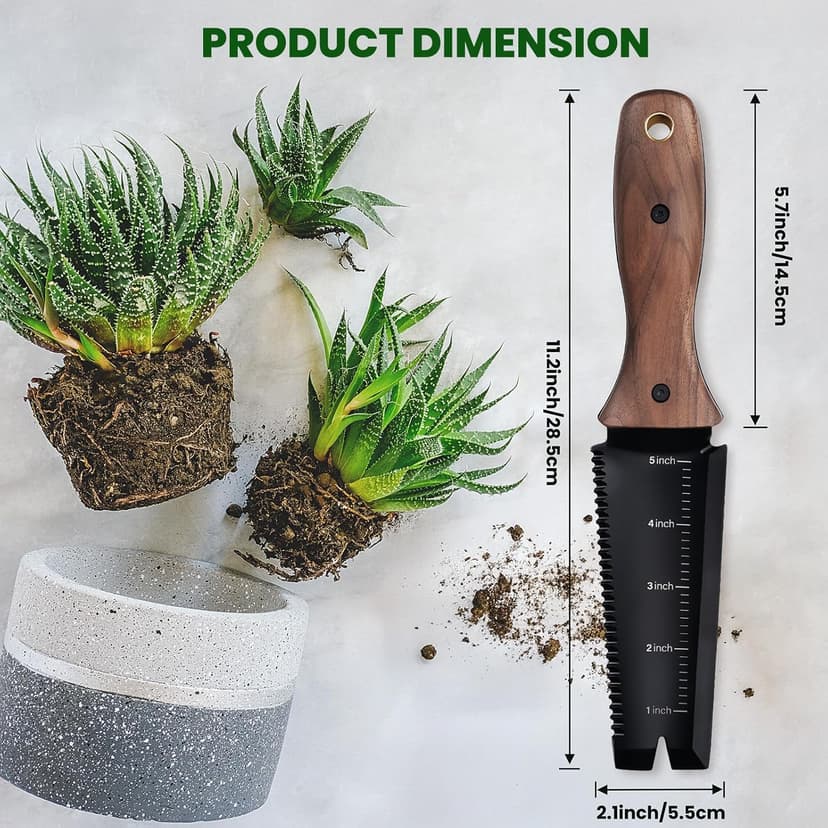 Hori Hori Garden Knife, Garden Tools with Sheath, 6" Stainless Steel Blade with Cutting Edge, Full-Tang Walnut Ergonomic Wood Handle with Hanging Hole, Weeding, Planting, Digging…
