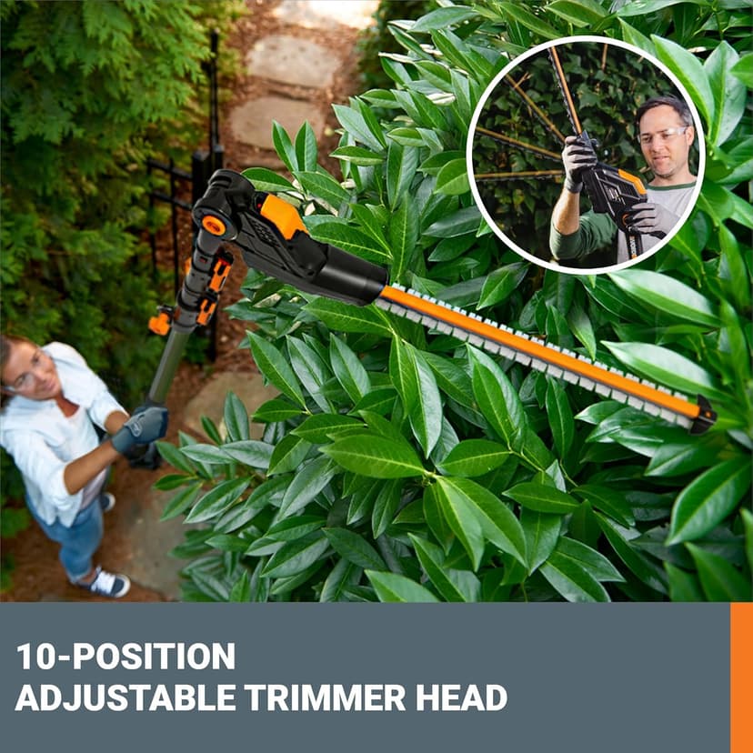 WORX WG252 20V 20" Cordless Hedge Trimmer, Reach Up to 12 Feet, Extended Pole, 180° Rotation Head, PowerShare – Battery & Charger Included