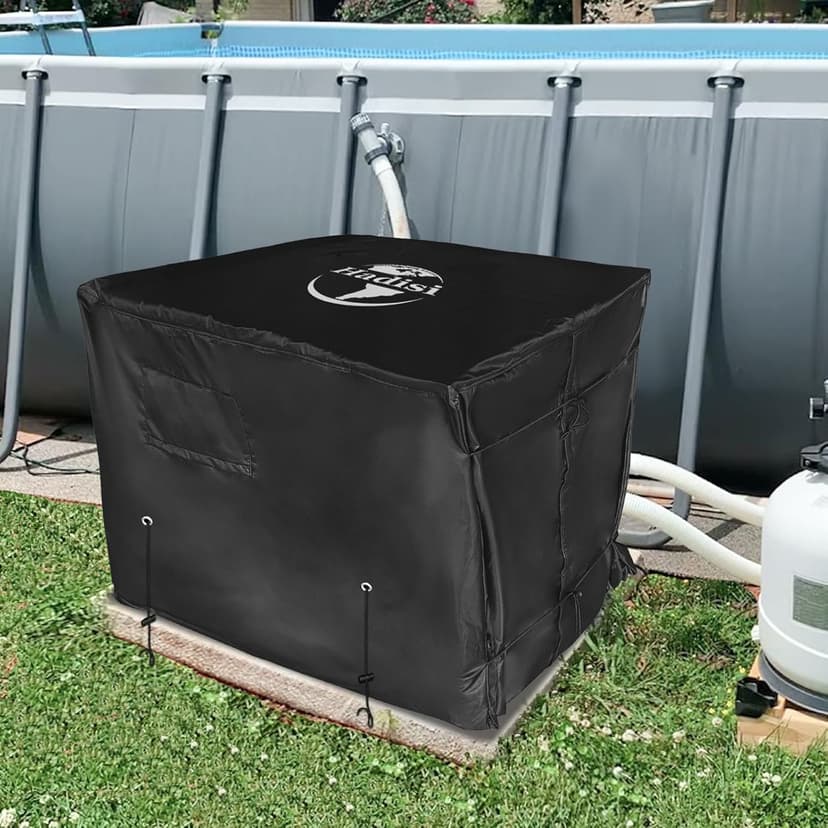 Pool Heater Winter Cover,with Plush Lining,Waterproof Swimming Pool Heater Cover Can Be Scaled to Different Sizes,Suitable for Most Heater up to 39" WX33 DX36 H