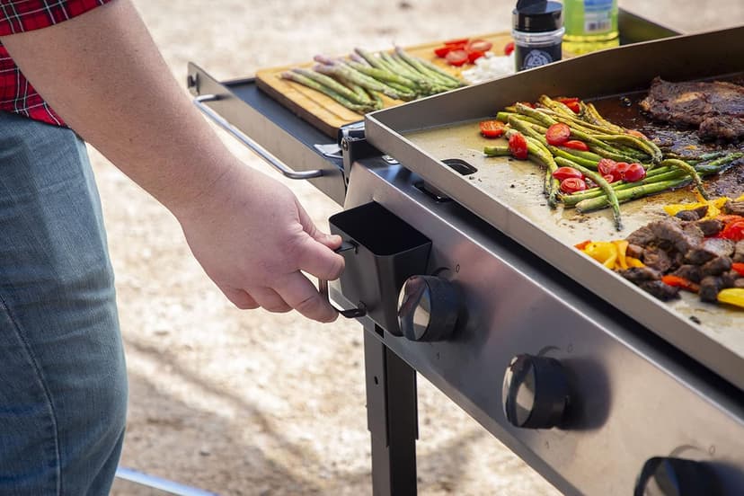PIT BOSS PB757GD Four Burner LP Fold Over Side Shelves 36" Gas Flat Top Griddle with Fitted Cover, 4 Deluxe, BLACK