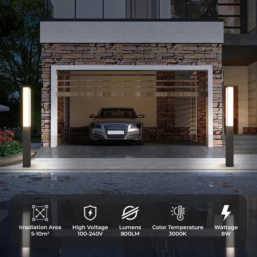 SkyGlow Outdoor Landscape Path Light, 71" Waterproof Aluminum LED Lighting, 8W 800LM Curb Appeal Lights, Modern Lawn Lights with for Garden, Pathway, Bollard, Patio, Courtyard, Driveway Decoration