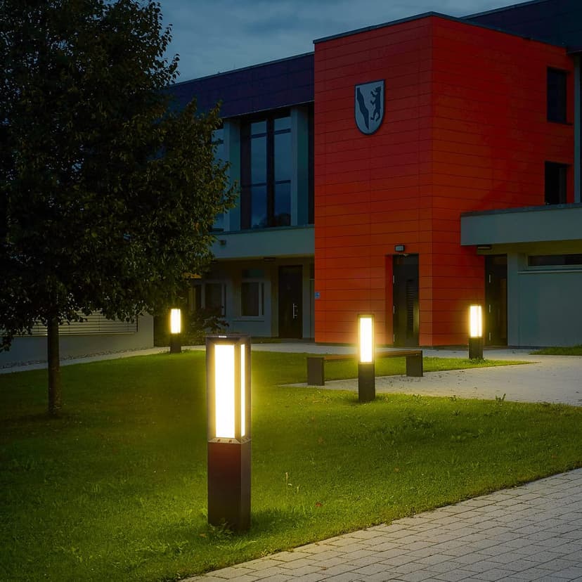 Landscape Path Light, Stainless Steel 8W 800LM Luxury LED Lighting, 32 Inches Modern Outdoor Bollard Lighting for Lawn, Patio, Courtyard and Driveway Decoration