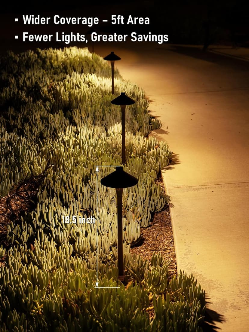 LEONLITE 3CCT Low Voltage Pathway Lights, 12-24V LED Landscape Path Light, 3000K/4000K/5000K Selectable, CRI90, IP65 Waterproof Landscape Lighting, Aluminum Housing, Oil Rubbed Bronze, Pack of 6