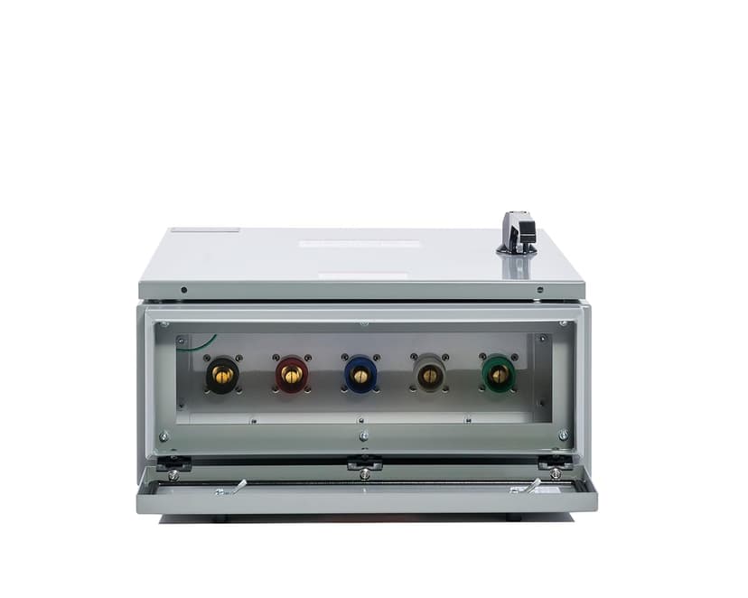 Mini Generator Docking Station, 400 Amp, 120/208 Volts -3 Phase 4 Wire, NEMA 4/12 CAM Lock Input, Series 16 CAM connectors, Color Code BLK/RED/BLU/WHT/GRN, Portable Power Solution